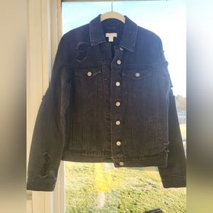 Black ripped jean jacket